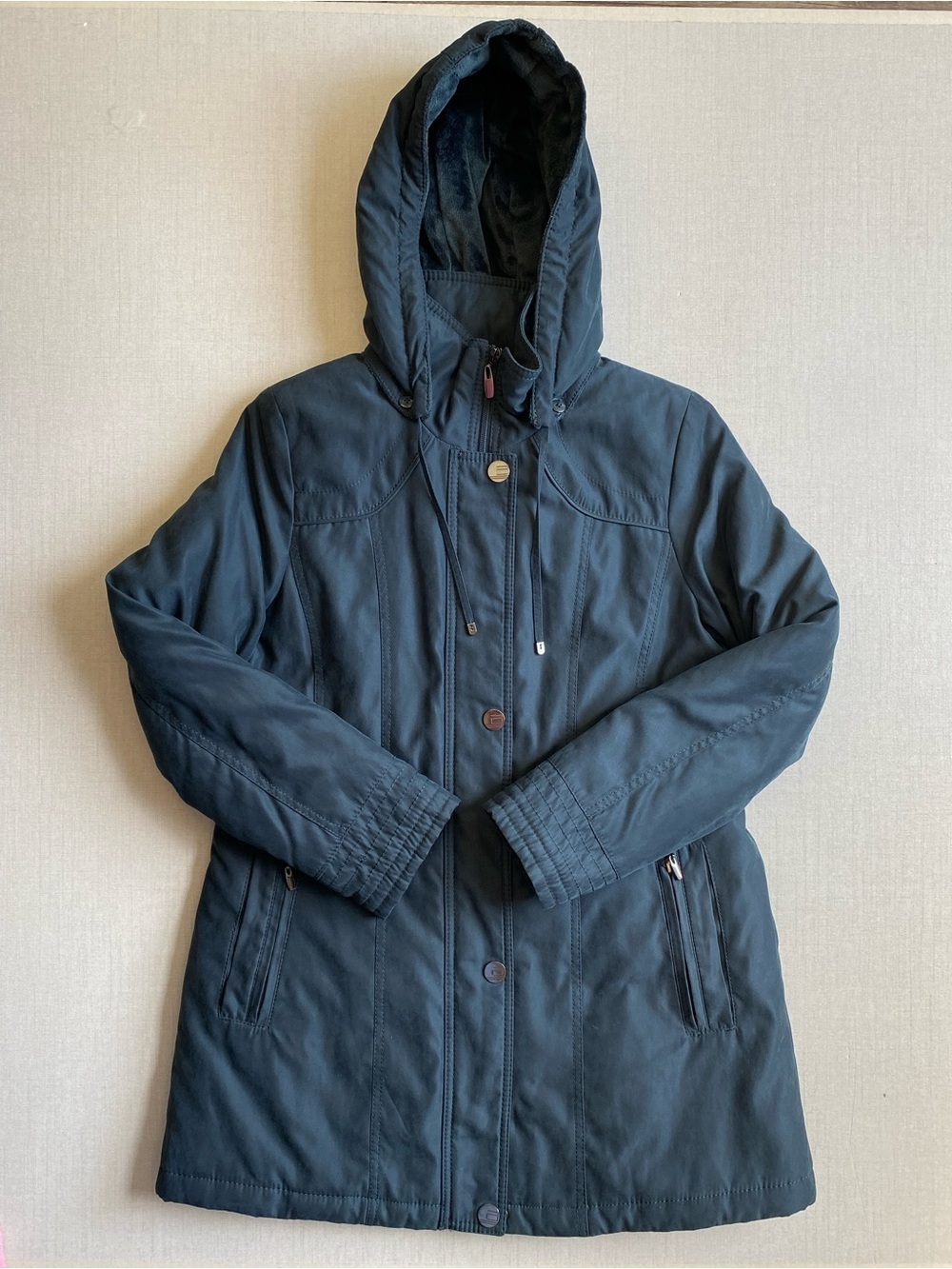 NWOT Croft & Barrow Navy Blue Hooded Utility Jacket Size Small Quilted Lined